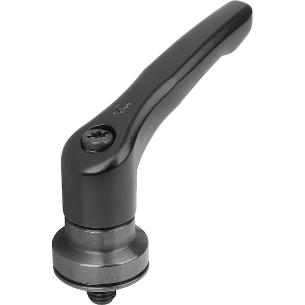 Adjustable Handle W Clamp Force Intensif Size:2 M08X10, Zinc Black Satin, Comp:Steel Black Oxidized
